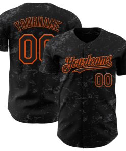 Custom Black Orange-Steel Gray 3D Pattern Design Abstract Splatter Texture Authentic Baseball Jersey