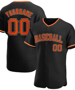 Custom Black Orange-White Authentic Baseball Jersey