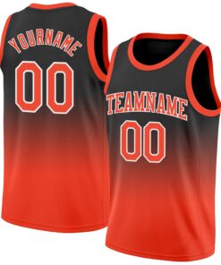 Custom Black Orange-White Authentic Fade Fashion Basketball Jersey