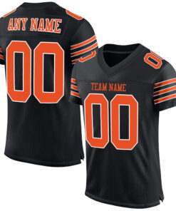 Custom Black Orange-White Mesh Authentic Football Jersey