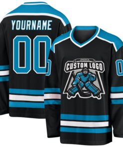 Custom Black Panther Blue-White Hockey Jersey