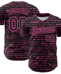 Custom Black Pink 3D Love Valentine's Day Authentic Baseball Jersey