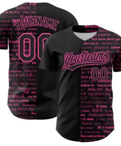 Custom Black Pink 3D Love Valentine's Day Authentic Baseball Jersey