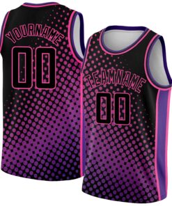 Custom Black Pink-Purple Halftone Authentic City Edition Basketball Jersey