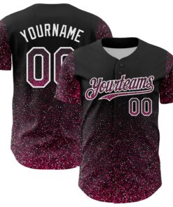 Custom Black Pink-White 3D Pattern Design Abstract Colorful Glittering Dot Authentic Baseball Jersey