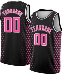 Custom Black Pink-White Halftone Authentic City Edition Basketball Jersey