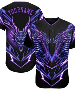 Custom Black Purple 3D Monster Authentic Baseball Jersey