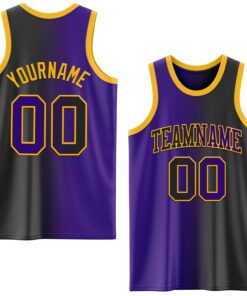 Custom Black Purple-Gold Authentic Gradient Fashion Basketball Jersey
