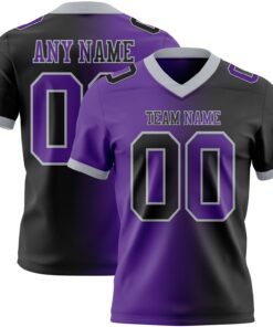 Custom Black Purple-Gray Mesh Authentic Gradient Fashion Football Jersey
