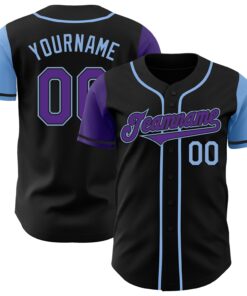 Custom Black Purple-Light Blue Authentic Two Tone Baseball Jersey