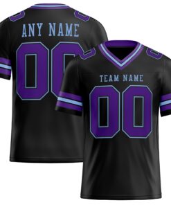 Custom Black Purple-Light Blue Mesh Authentic Football Jersey
