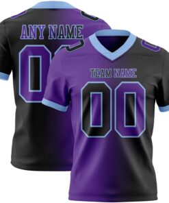 Custom Black Purple-Light Blue Mesh Authentic Gradient Fashion Football Jersey