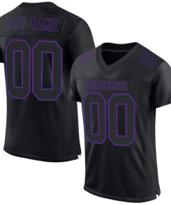 Custom Black Purple Mesh Authentic Football Jersey