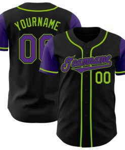 Custom Black Purple-Neon Green Authentic Two Tone Baseball Jersey