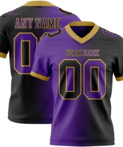 Custom Black Purple-Old Gold Mesh Authentic Gradient Fashion Football Jersey