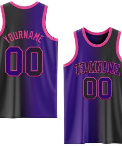 Custom Black Purple-Pink Authentic Gradient Fashion Basketball Jersey