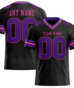 Custom Black Purple-Pink Mesh Authentic Football Jersey