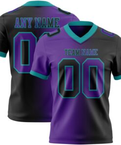 Custom Black Purple-Teal Mesh Authentic Gradient Fashion Football Jersey