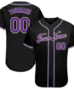 Custom Black Purple-White Authentic Baseball Jersey