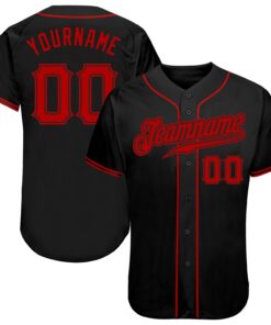 Custom Black Red Authentic Baseball Jersey