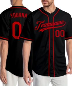 Custom Black Red Authentic Baseball Jersey