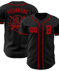 Custom Black Red Authentic Baseball Jersey