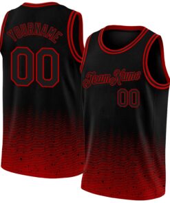 Custom Black Red Fade Fashion Authentic City Edition Basketball Jersey