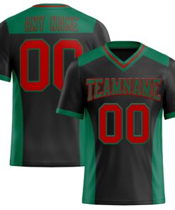 Custom Black Red-Kelly Green Mesh Authentic Football Jersey