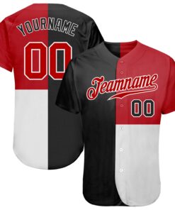 Custom Black Red-White 3D Pattern Design Multicolor Authentic Baseball Jersey