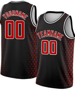 Custom Black Red-White Halftone Authentic City Edition Basketball Jersey