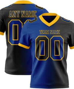 Custom Black Royal-Gold Mesh Authentic Gradient Fashion Football Jersey