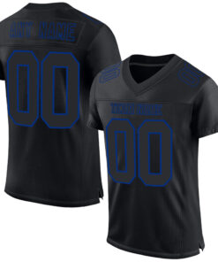 Custom Black Royal Mesh Authentic Football Jersey