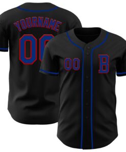 Custom Black Royal-Red Authentic Baseball Jersey