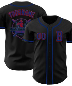 Custom Black Royal-Red Authentic Baseball Jersey