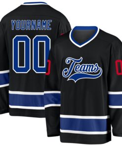 Custom Black Royal-Red Hockey Jersey