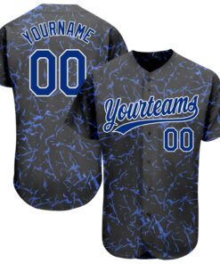 Custom Black Royal-White 3D Pattern Design Authentic Baseball Jersey