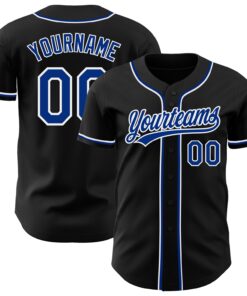 Custom Black Royal-White Authentic Baseball Jersey