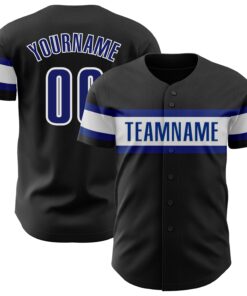 Custom Black Royal-White Authentic Baseball Jersey