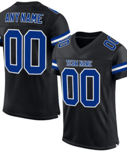 Custom Black Royal-White Mesh Authentic Football Jersey