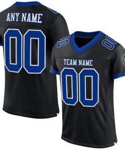 Custom Black Royal-White Mesh Authentic Football Jersey