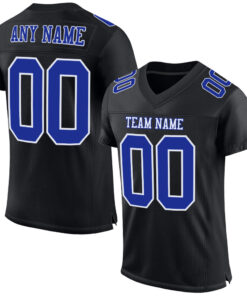 Custom Black Royal-White Mesh Authentic Football Jersey