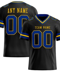 Custom Black Royal-Yellow Mesh Authentic Football Jersey