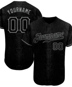 Custom Black Snakeskin Black-Gray 3D Pattern Design Authentic Baseball Jersey