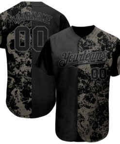 Custom Black Steel Gray 3D Skull Fashion Authentic Baseball Jersey