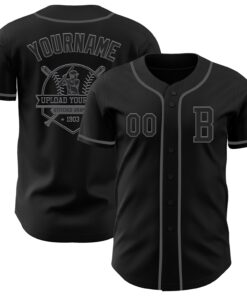 Custom Black Steel Gray Authentic Baseball Jersey