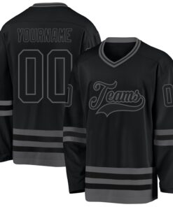 Custom Black Steel Gray Hockey Jersey