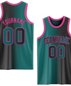 Custom Black Teal-Pink Authentic Gradient Fashion Basketball Jersey