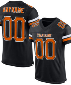 Custom Black Texas Orange-White Mesh Authentic Football Jersey