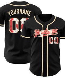 Custom Black Vintage Canadian Flag-City Cream Authentic Baseball Jersey