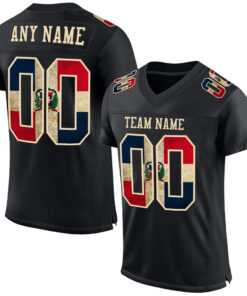 Custom Black Vintage Dominican Republic Flag-City Cream Mesh Authentic Football Jersey